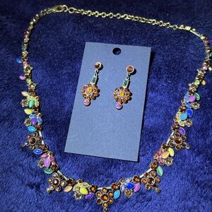 Vintage Sorrelli Multicolored Rainbow Necklace and Earring Set